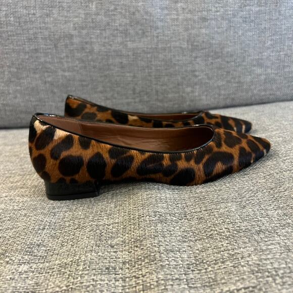 EUC Aquatalia Penina Calf Hair Leopard Flats Size 7 Pointed Toe Italian Designer - Picture 11 of 16